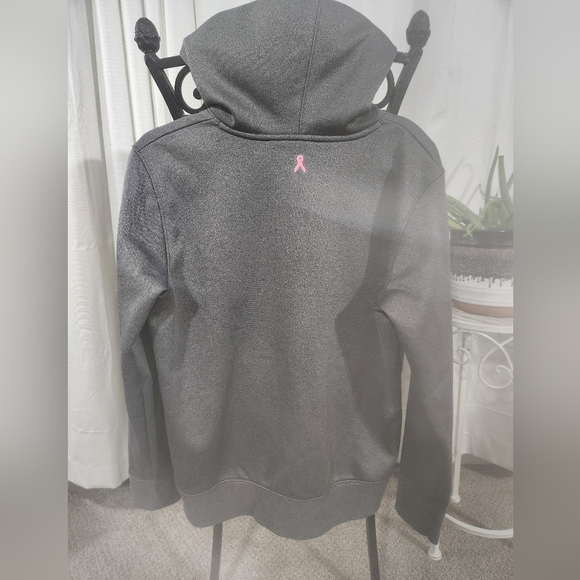 Women's UNDER ARMOUR Hoodie Breast Cancer Gray Pink M - Picture 4 of 6